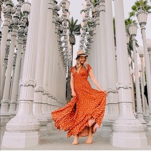 wrap polka dot maxi dress